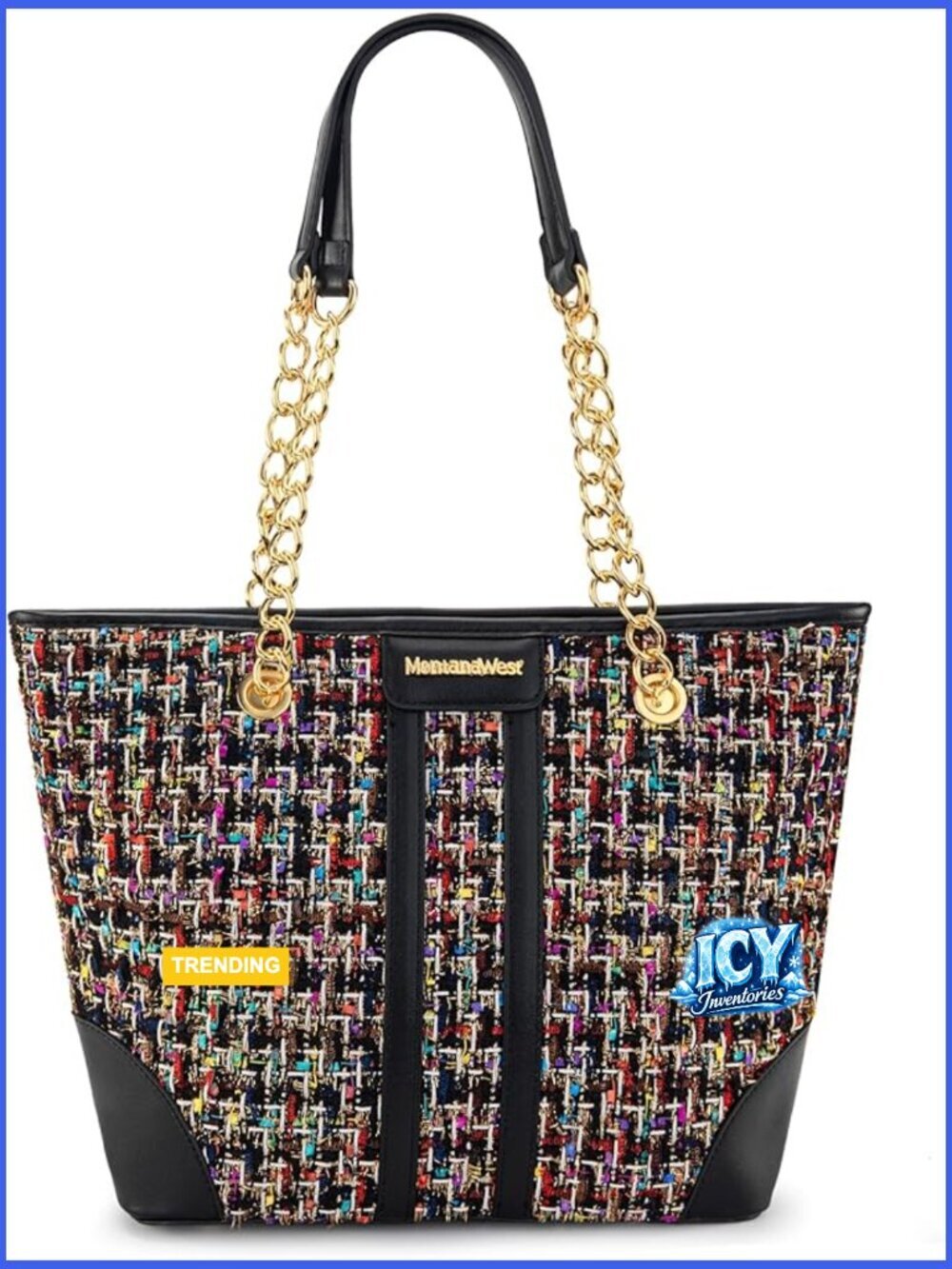 Faux Leather Quilted Tote Bag with Chain Strap for Laptop